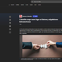 Colombia ocupa cuarto lugar en fusiones y adquisiciones latinoamericanas